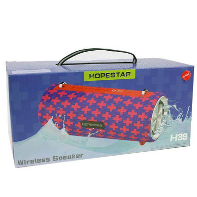 Портативна Bluetooth колонка Hopestar H39 з вологозахистом Синя з червоним