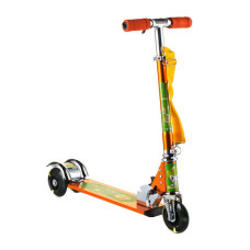 Дитячий самокат Scooter з колесами, що світяться, і складною ручкою Помаранчевий