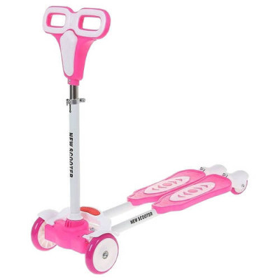 Дитячий чотириколісний самокат жаба New Scooter Рожевий
