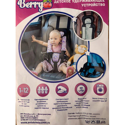Безкаркасне автокрісло дитяче Berry з підголівником Куби