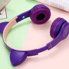Бездротові Bluetooth навушники з котячими вушками та лід підсвічуванням Y47 Cat Ear Фіолетові