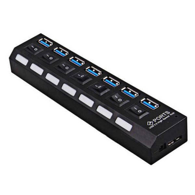 Семі-портовий USB хаб - Hub 7USB Чорний