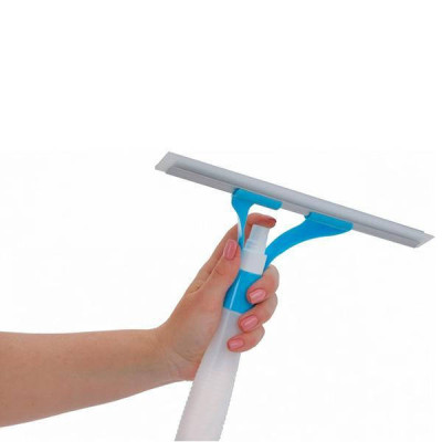 Щітка для миття вікон з пульверизатором (водозгін, стяжка) Economix Cleaning Блакитна