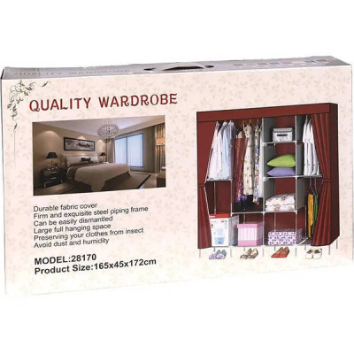 Складна тканинна шафа Storage Wardrobe 28165 ∙ Органайзер – гардероб для одягу на 4 секції, 165х45х172 см