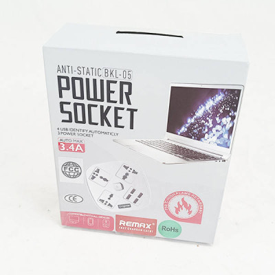 Подовжувач 3 SOCKET/4 USB SQUARE модель BKL-05 Чорний