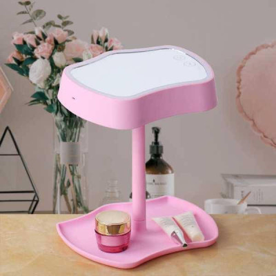 Дзеркало з підсвіткою та підставкою Mirror Lamps Рожеве