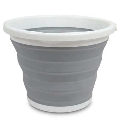 Відро 5 літрів туристичне складане Silicon Collapsible Bucket Сіре