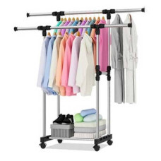 Телескопічна подвійна стійка-вішалка для одягу Double Pole Clothesrack 6808