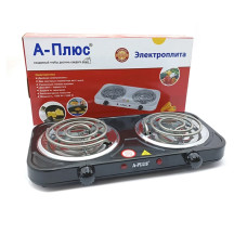 Електроплита спіральна на 2 комфорки Hot Plate A-PLUS Чорна
