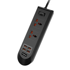 Подовжувач Remax BKL-08 2 Socket / 4 USB / Кабель 200см Чорний