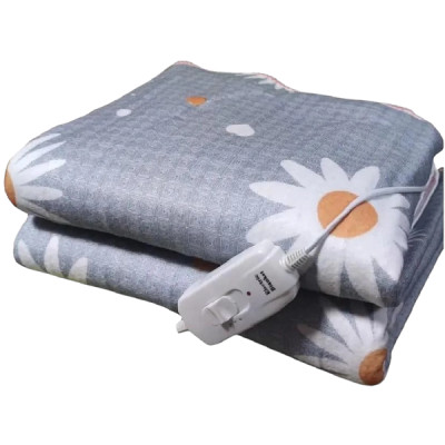 Електропростирадло Electric Blanket 150*70см Сірий з квітами