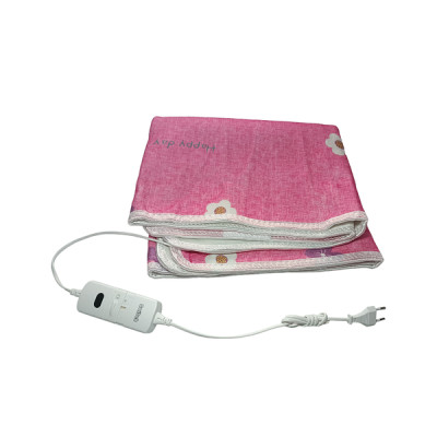 Електропростирадло 120х150см Electric Blanket Рожеве з квітами