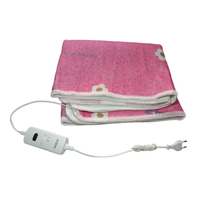 Електропростирадло 70х150см Electric Blanket Рожеве з квітами