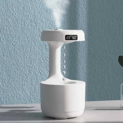 Антигравітаційний крапельний зволожувач повітря з годинником Anti Gravity Humidifier Білий