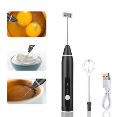 Міксер портативний капучинатор 3 насадки Electric Milk Frother AN-69 Сріблястий