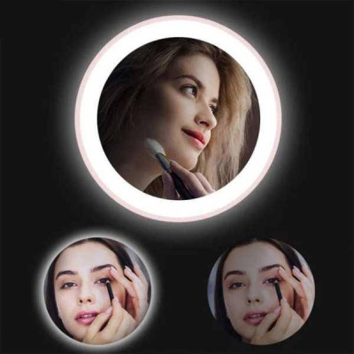 Дзеркало кругле з LED підсвічуванням Portable Rechargeable Біле