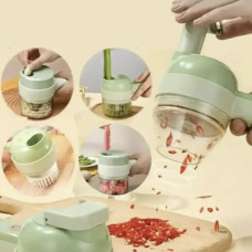 Подрібнювач механічний для овочів з насадками 4в1 Food Chopper Зелений