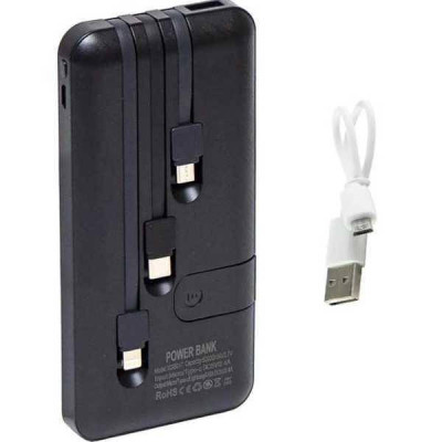 Power bank 50000mAh з проводами 3в1 Viaking N6 Чорний