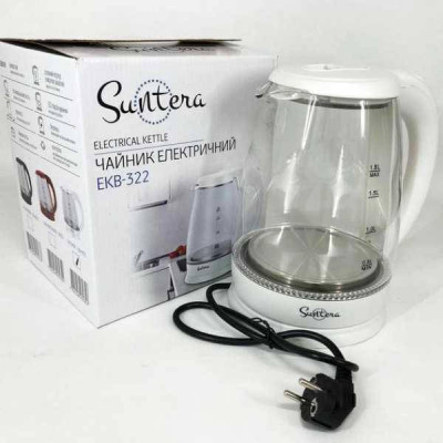Електрочайник Suntera EKB-322W 1,8л 1500Вт Скло/Білий