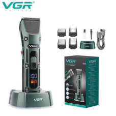 Машинка для стрижки акумуляторна з дисплеєм VGR V-696 з насадками