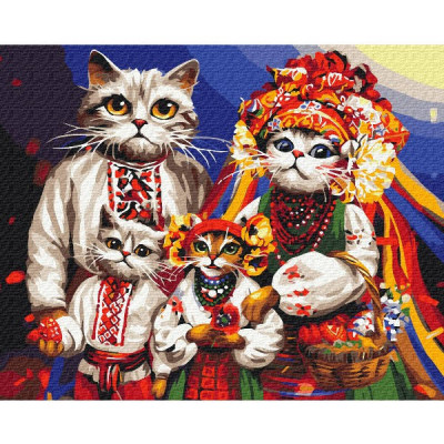 Картина за номерами Котяча сім'я © Маріанна Пащук BS53872