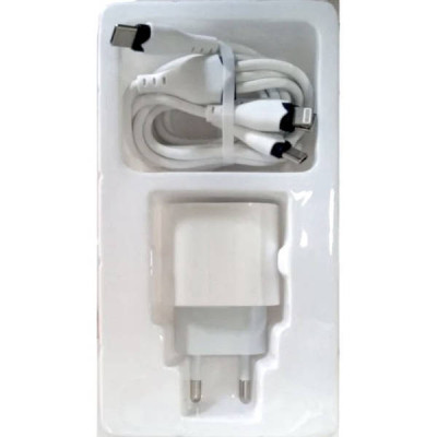 Адаптер з кабелем на 3 роз'єми 20W USB-С Power Adapter Білий