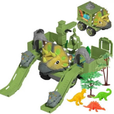 Трек гоночний Динозавр 4 машинки з краном Triceratops Зелений