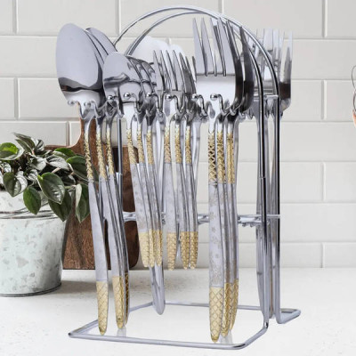 Набір столових предметів на підставці 24шт D24 Top Kitchen Золото