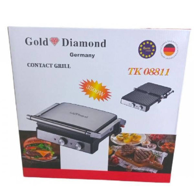 Електрогриль притискний настільний 3500Вт Gold Diamond TK-08811