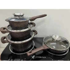 Набір гранітного посуду 7 предметів HIGHER+KITCHEN HK-315 Коричневий