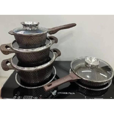 Набір гранітного посуду 7 предметів HIGHER+KITCHEN HK-315 Коричневий