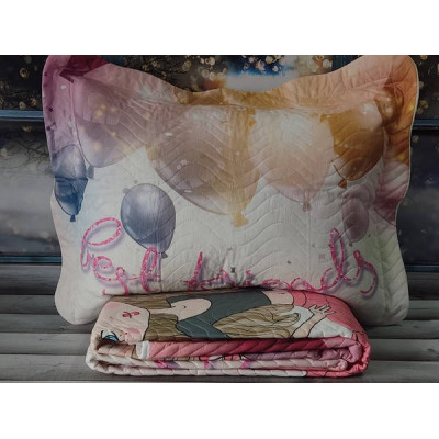Покривало стьобане (175х240см) з наволочкою (50х70см+5см вушка) Miss Bella Fashion Поліестер Полуторний розмір