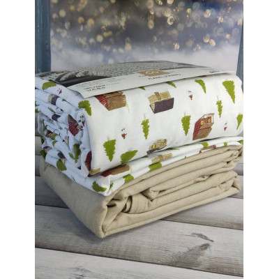 Постільна білизна Cotton collection Cabin in the woods Фланель Бавовна Полуторний розмір