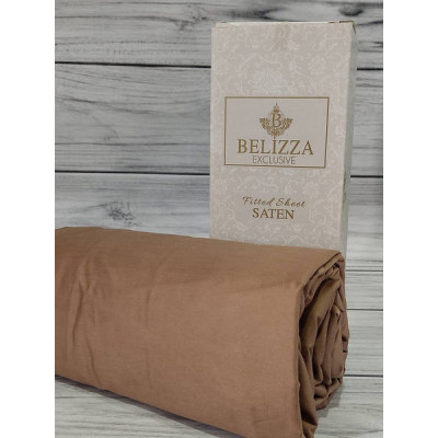Простирадло на гумці Belizza Espresso 160х200см Сатин Бавовна