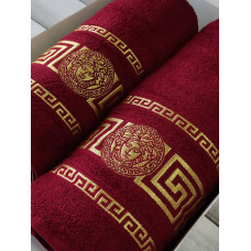 Рушники подарункові Moz versace bordo набір 2шт
