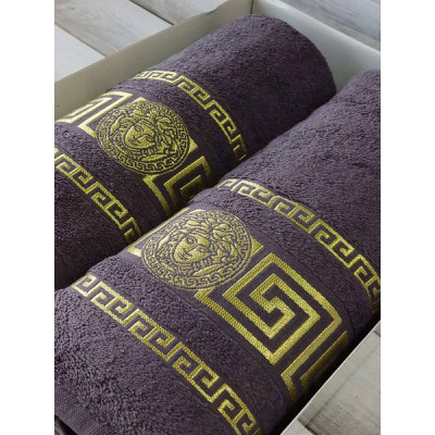 Рушники подарункові Moz versace antrasit набір 2шт