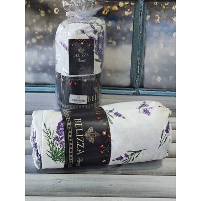 Простирадло на гумці (180х200см) з наволочками (50х70см) Belizza Lavender Фланель Бавовна