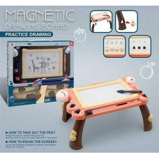 Столик для малювання з магнітною дошкою дитячий зі штампами Magnetic Drawing Board Рожевий