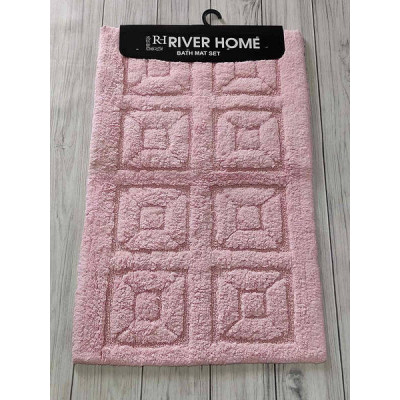 Килимки у ванну кімнату River home Квадрат pembe Акрил набір 2шт Рожеві