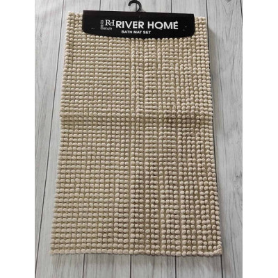 Килимки у ванну кімнату River home Bej помпончики Акрил набір 2шт
