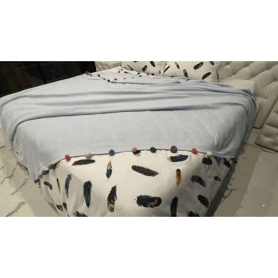 Покривало-піке з помпонами Dantela Blue 200х220см Бавовна