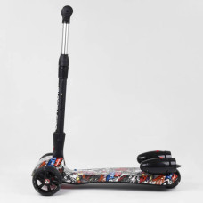 Самокат триколісний з парогенератором та музикою, складне кермо Best Scooter MAXI Кольорові графіті