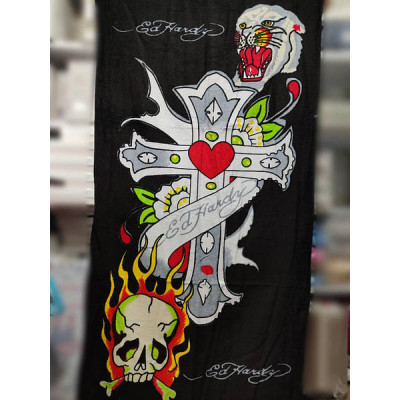 Рушник пляжний ED hardy 75х150см Велюр/Бавовна