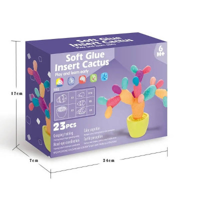 Гра сенсорна розвиваюча Кактус 23 деталі Soft Glue Insert Cactus