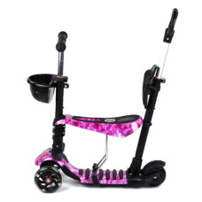 Самокат триколісний 5в1 з батьківською ручкою та кошиком Scooter