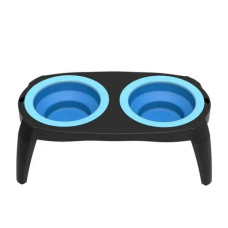 Миска подвійна на складній підставці для собак та кішок Pet Bowl Set Синя