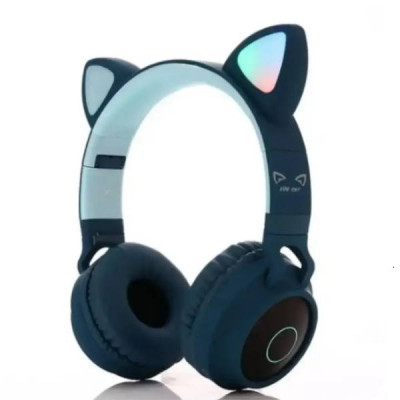 Бездротові навушники Bluetooth з котячими вушками LED BT-028C Сині