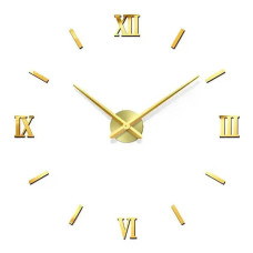 Настінні годинники на клейкій основі Римські цифри 3D DIY Clock 55см Золото