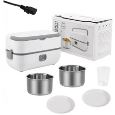 Ланч-бокс із підігрівом дворівневий 2л від мережі 220V Cooking Lunchbox Білий із сірим