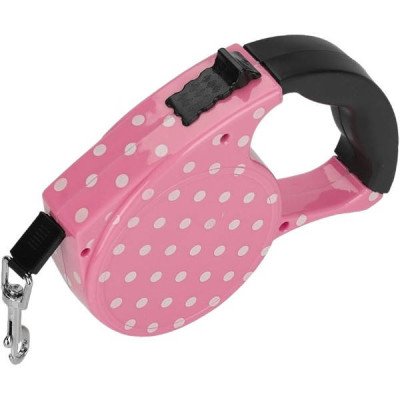 Повідець-рулетка 5м Retractable Dog Leash Рожевий у горошок
